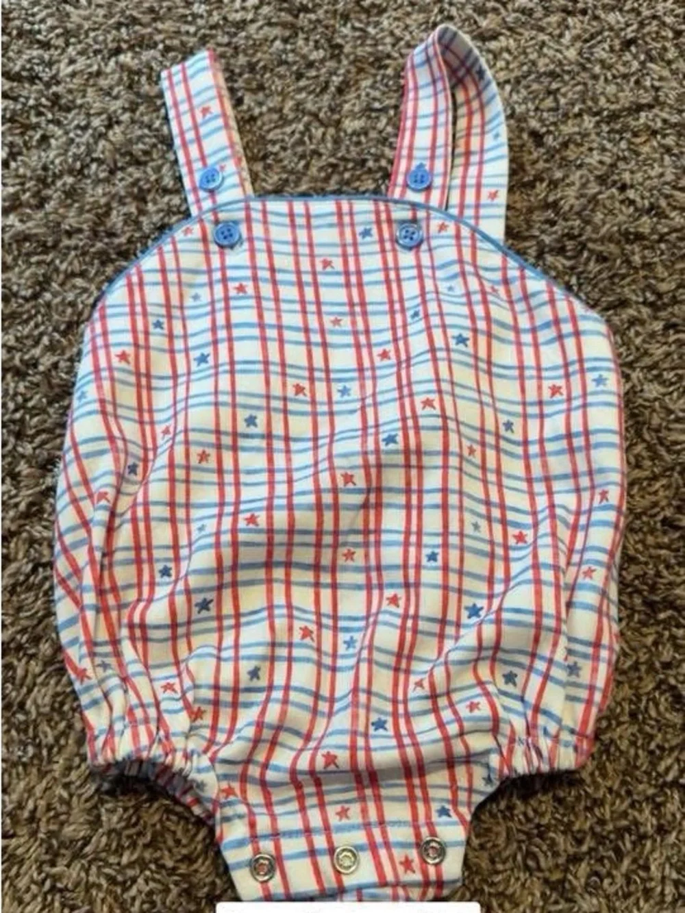 Baby Plaid Romper with Red and Blue Stars